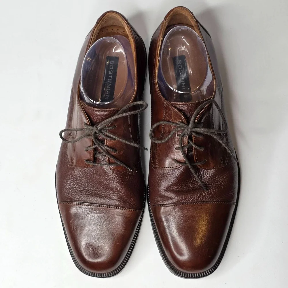 Bostonian Luxe Oxford Men's Shoes Size 9.5 W Brown‎ Leather Dress Lace Up Italy